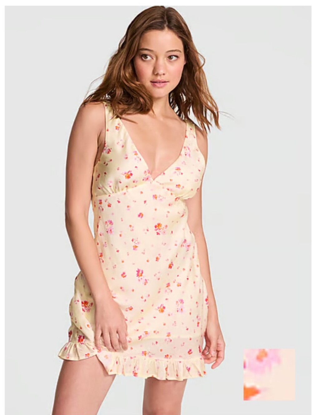 Victoria's Secret PINK Floral Ruffle Hem Slip Dress Size Medium š